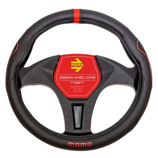 Cobertura do volante em poliuretano Momo italy swc 014 preto/vermelho