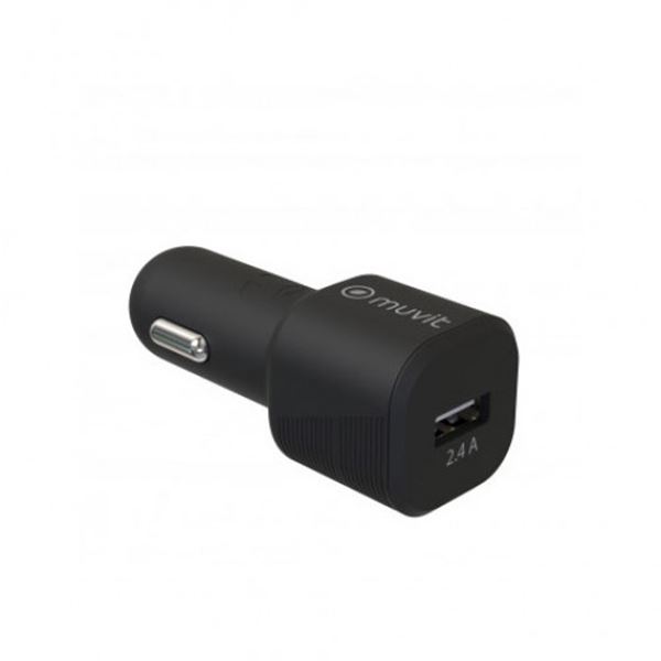 Carregador de isqueiro móvel Muvit usb 2.4a 12w preto
