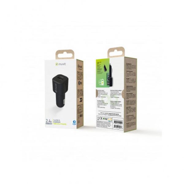 Carregador de isqueiro móvel Muvit usb 2.4a 12w preto