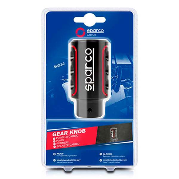 Botão da alavanca de velocidades Sparco Racing preto e vermelho