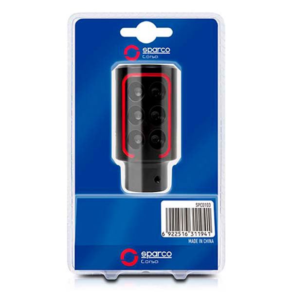 Botão da alavanca de velocidades Sparco Racing preto e vermelho
