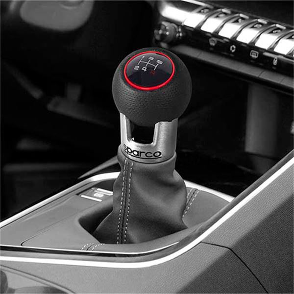 Manípulo da caixa de velocidades Sparco lazio leatherette preto e vermelho