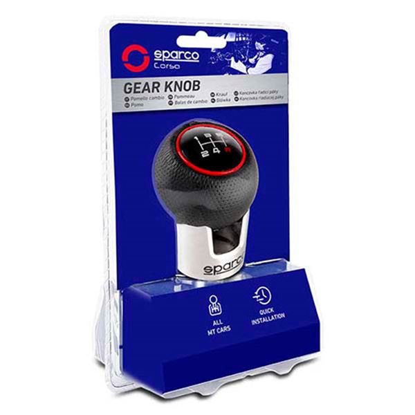 Manípulo da caixa de velocidades Sparco lazio leatherette preto e vermelho