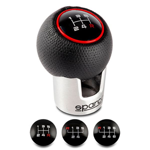 Manípulo da caixa de velocidades Sparco lazio leatherette preto e vermelho