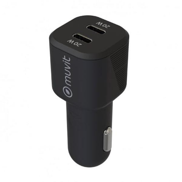 Carregador de isqueiro tipo c pd 20w + tipo c pd 20 w preto Muvit for change