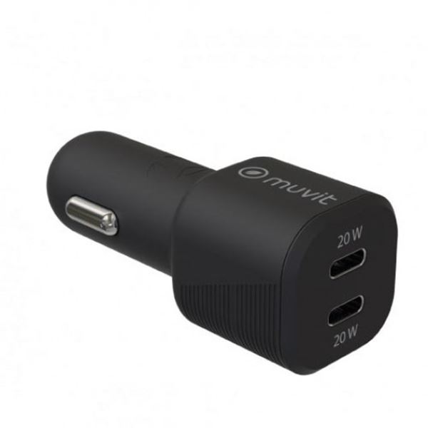Carregador de isqueiro tipo c pd 20w + tipo c pd 20 w preto Muvit for change