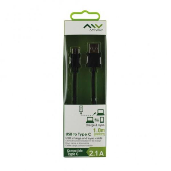 Cabo usb-lihtning 2.1a 1m branco Myway