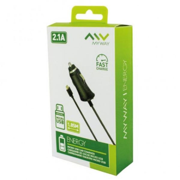 Carregador para automóvel Myway micro usb 2.1a preto