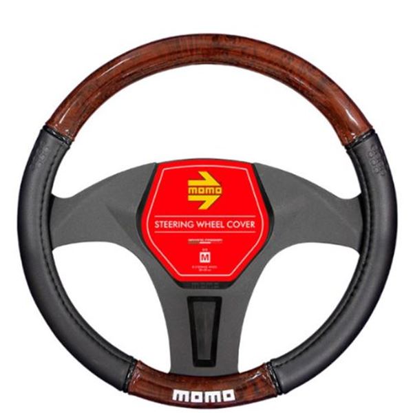 Cobertura do volante universal de luxo Momo em madeira/PVC