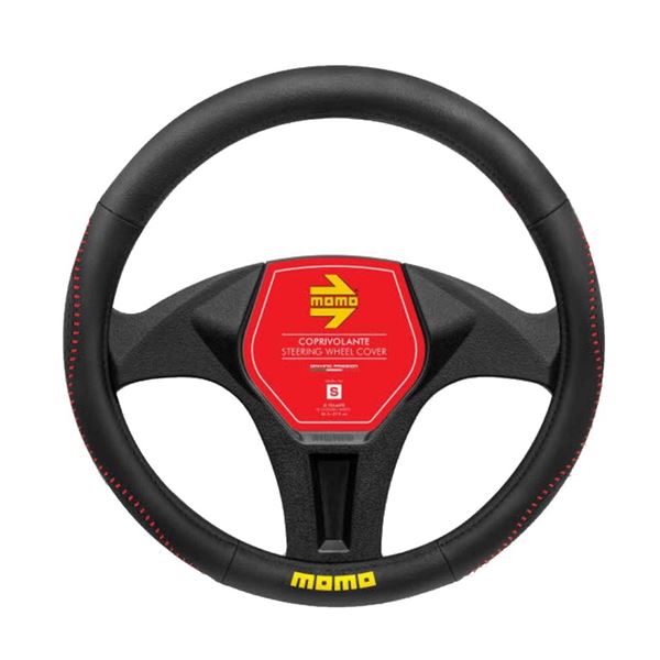 Cobertura do volante em poliuretano Momo 018 street preto/vermelho