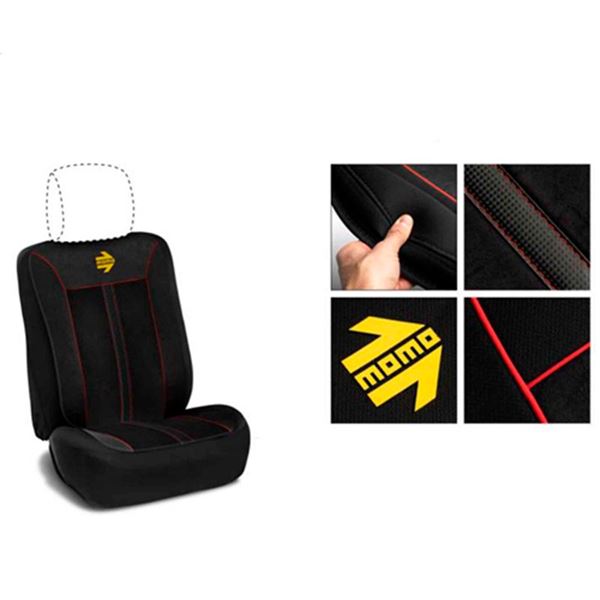 Cobertura do banco do automóvel Momo preto/vermelho estilo universal