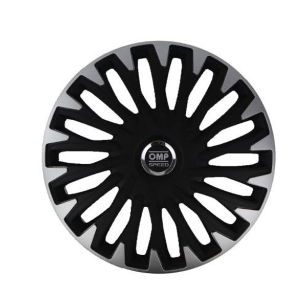 Tampão de rodas 16" stinger OMP speed preto prata 4pc