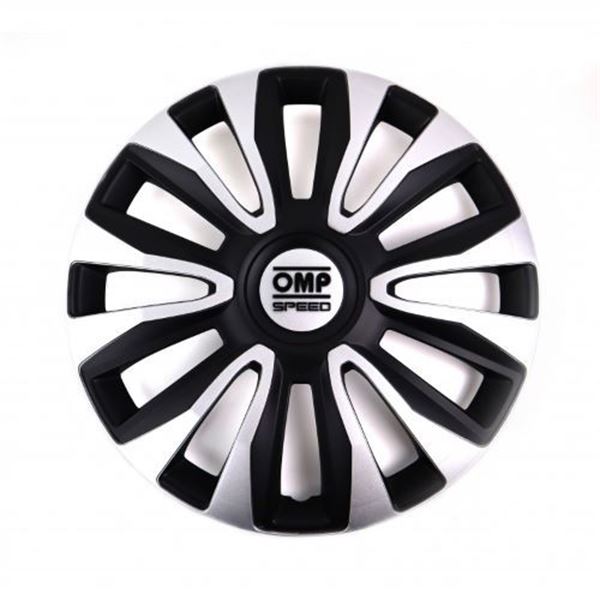 Tampão de rodas de 14 polegadas magnum OMP speed preto prata 4 pcs.