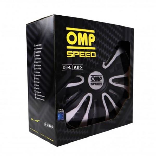 Tampão de rodas de 14 polegadas magnum OMP speed preto prata 4 pcs.
