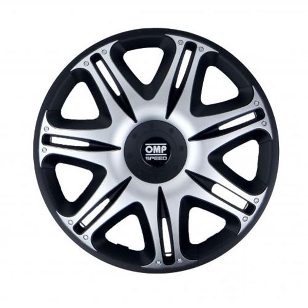 Tampão de rodas 15" ghost OMP speed preto prata 4pc