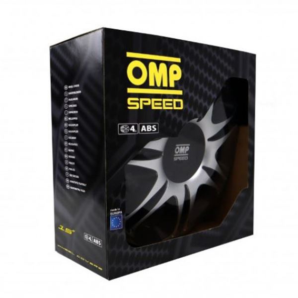 Tampão de rodas 15" ghost OMP speed preto prata 4pc