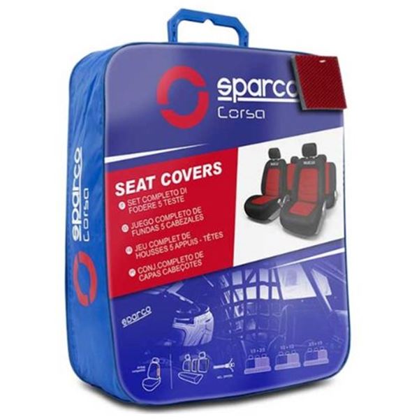 Conjunto completo de capas para bancos de automóveis Sparco s-line vermelho/preto