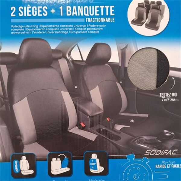 Conjunto completo de capas para bancos de automóvel Agrigento preto/cinzento ts