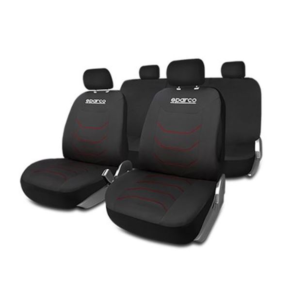 Conjunto completo de capas para bancos de automóveis Sparco preto e vermelho corsa