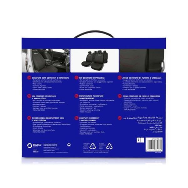 Conjunto completo de capas para bancos de automóveis Sparco preto e vermelho corsa