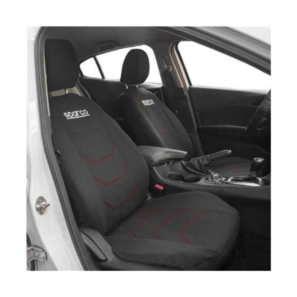 Conjunto completo de capas para bancos de automóveis Sparco preto e vermelho corsa