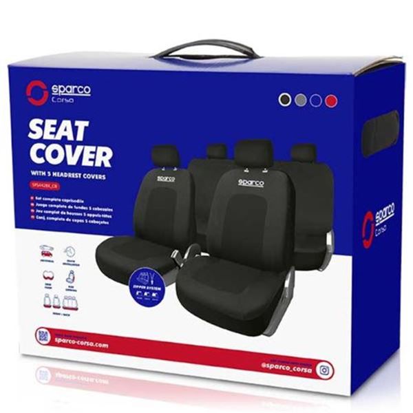 Conjunto completo de capas para bancos de automóveis Sparco preto desportivo