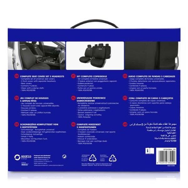 Conjunto completo de capas para bancos de automóveis Sparco preto strada