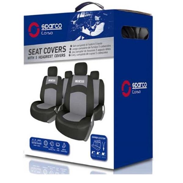 Conjunto completo de capas para bancos de automóveis Sparco 402 intl cinzento