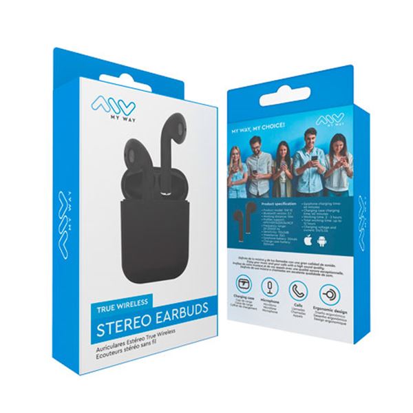 Auscultadores sem fios Myway touch control preto