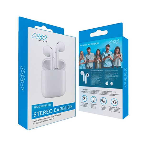 Auscultadores sem fios com controlo tátil Myway branco