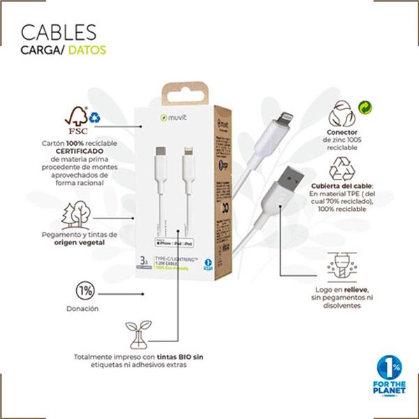 Cabo Muvit USB para micro USB 2.4a 1.2m ng