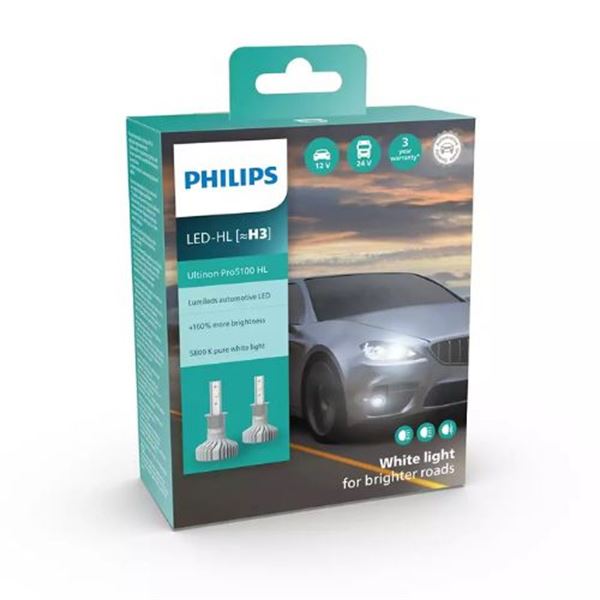 Lâmpada LED Hl [~H3] Philips Ultinon Pro5100 2 peças 12 W 13,2 V