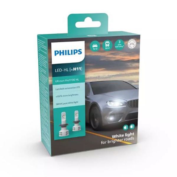 Lâmpada LED Hl [~H11] Philips Ultinon Pro5100 2 peças 12 W 13,2 V