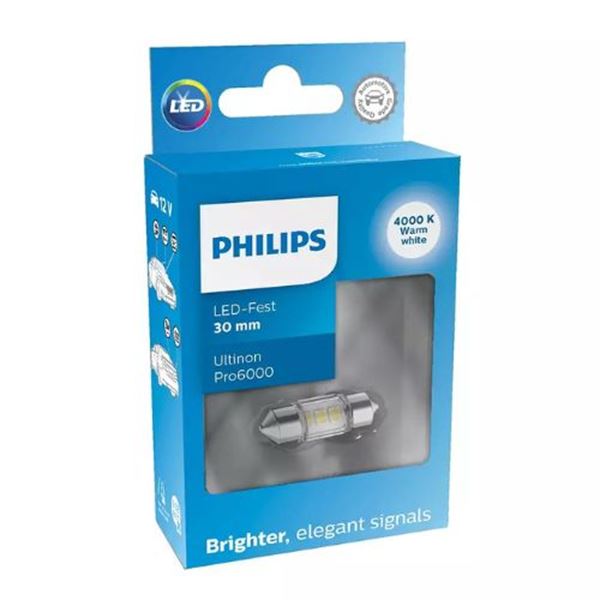 Lâmpada LED fest 30 mm Philips Ultinon Pro6000 1 unidade 12 V 4000 K