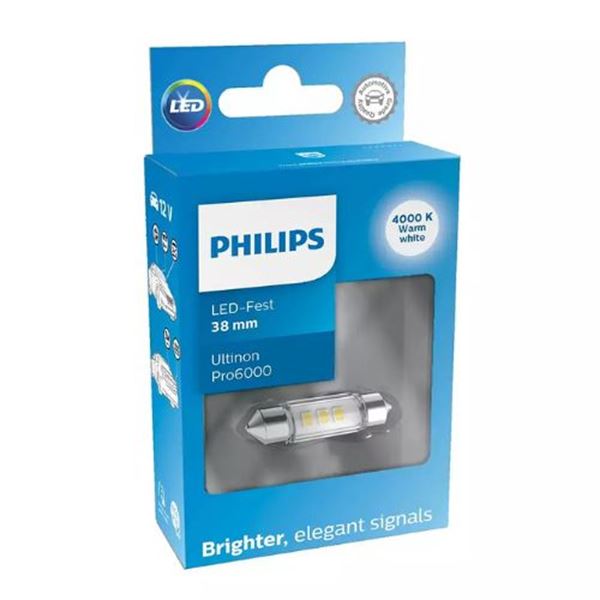 Lâmpada LED fest 38 mm Philips Ultinon Pro6000 1 unidade 12 V 4000 K