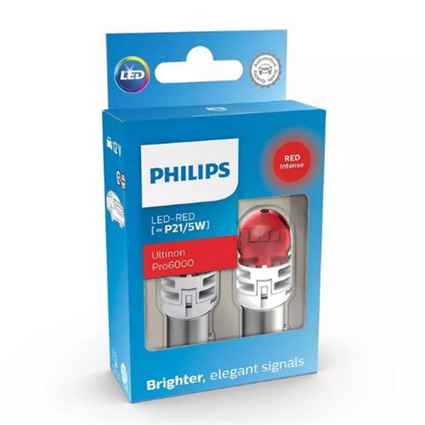 Lâmpada LED vermelha [~P21/5 W] Philips Ultinon Pro6000 2 peças 12 V