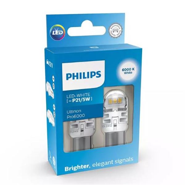 Lâmpada LED branca [˜P21/5W] Philips Ultinon Pro6000 2 pcs 12 V