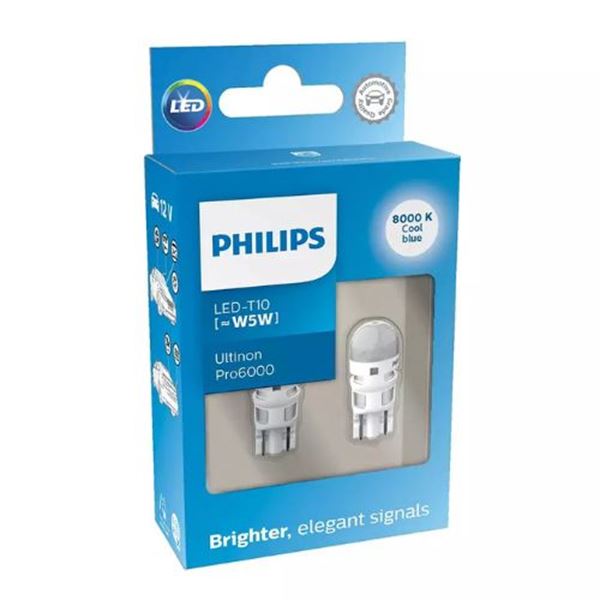 Lâmpada LED branca T10 [~W5W] Philips Ultinon Pro6000 2 pcs 12 V 8000 K