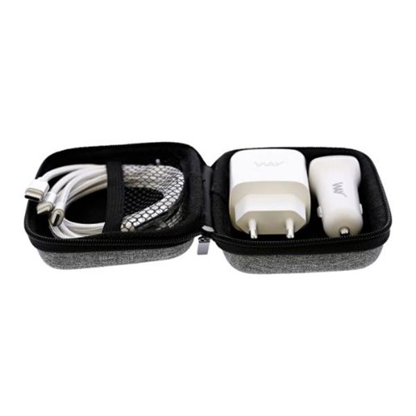Carregador de automóvel Way 2 tomadas usb + cabo 3 em 1