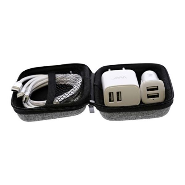 Carregador de automóvel Way 2 tomadas usb + cabo 3 em 1