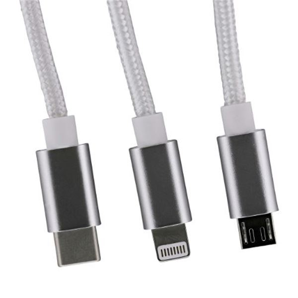 Carregador de automóvel Way 2 tomadas usb + cabo 3 em 1