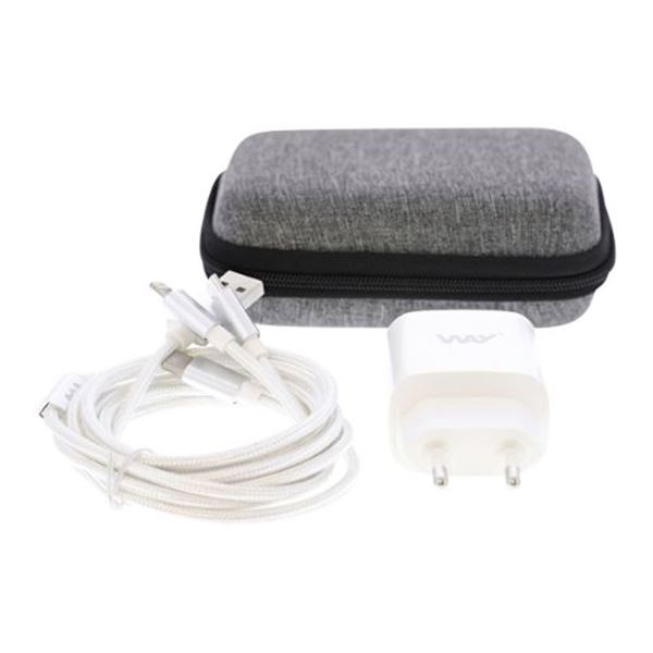 Carregador de automóvel Way 2 tomadas usb + cabo 3 em 1