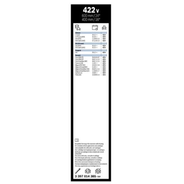 Escova do limpa para-brisas Bosch clearview 422v 600/400mm