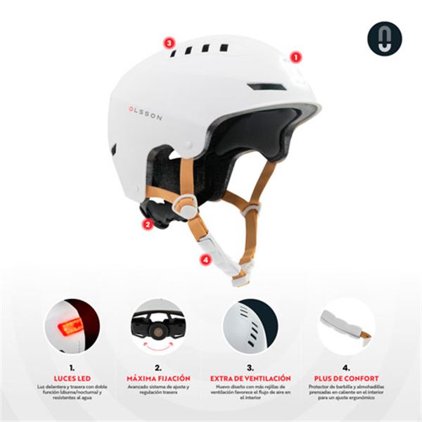 Olsson urban light led scooter capacete branco M/L