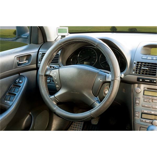 Cobertura do volante em pele preta Plus Power