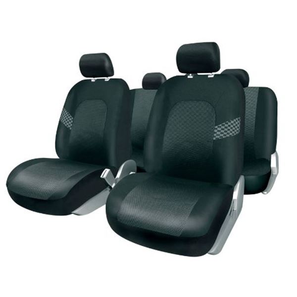 Conjunto completo de capas para bancos de automóvel Milano em preto