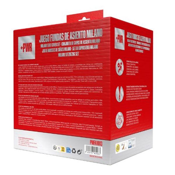 Conjunto completo de capas para bancos de automóvel Milano em preto