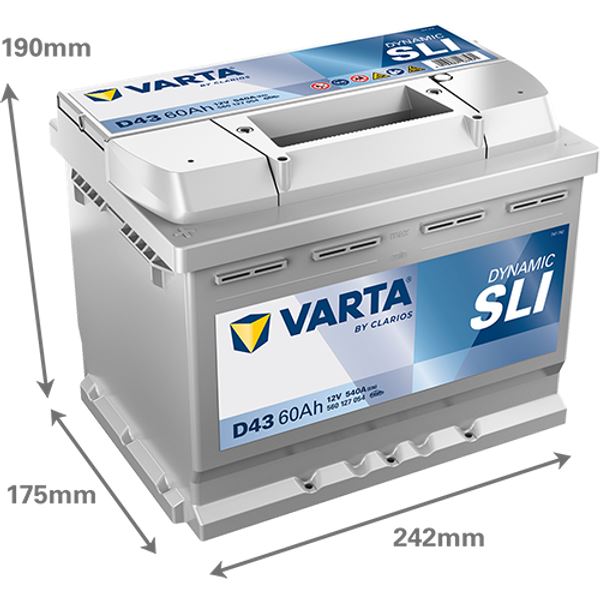 Bateria para automóvel Varta d43 60ah 540a