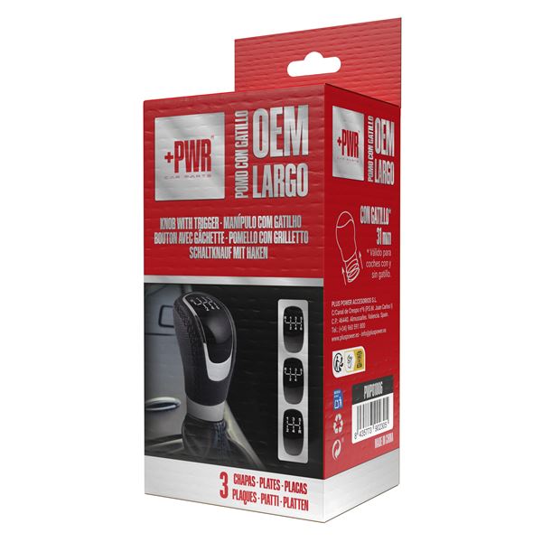 Botão da caixa de velocidades longo em pele OEM