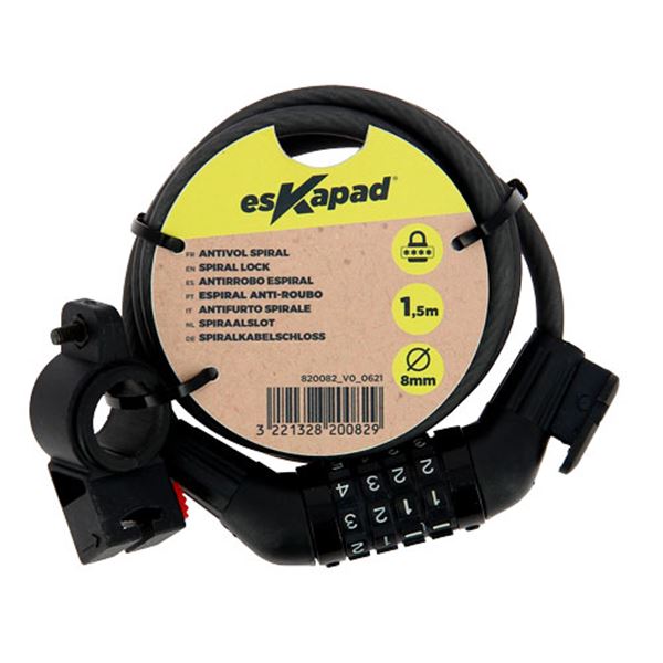 Espiral antirroubo com código 105 cm Eskapad